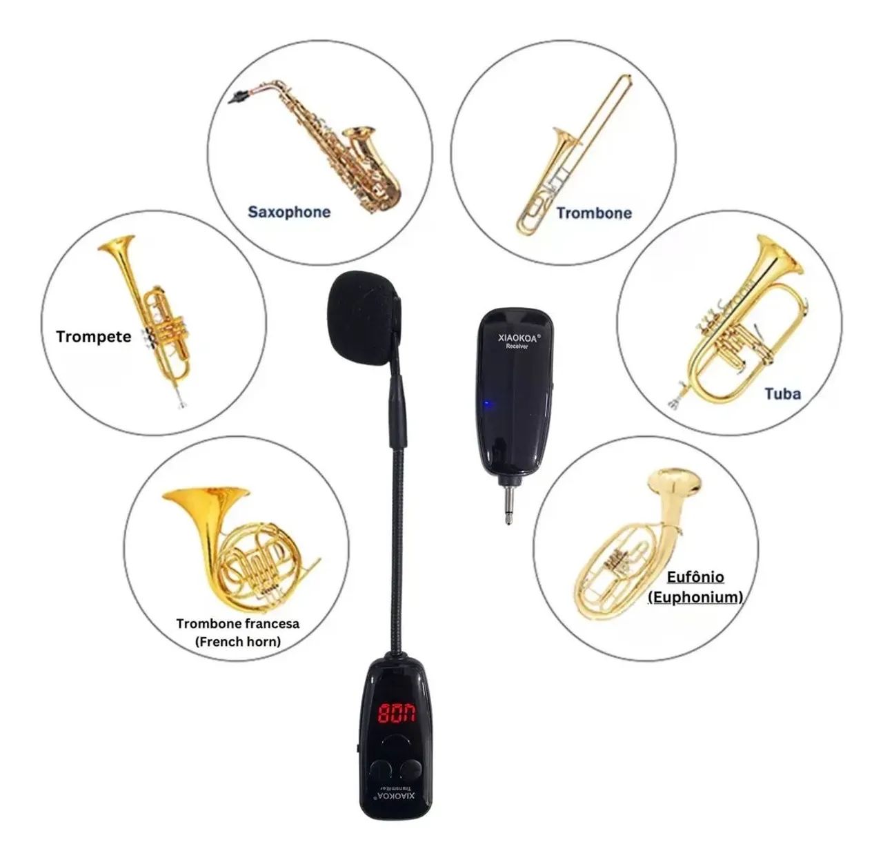 Microfone Sem Fio Instrumento Musical Sopro Sax Profissional - Foto 3
