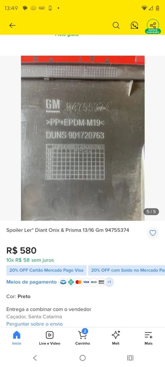 Vendo spolier GM ônix e prisma  - Foto 4