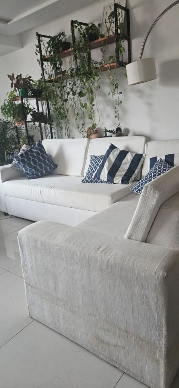 Sofá de canto 5 lugares revestimento em linho  - Foto 2