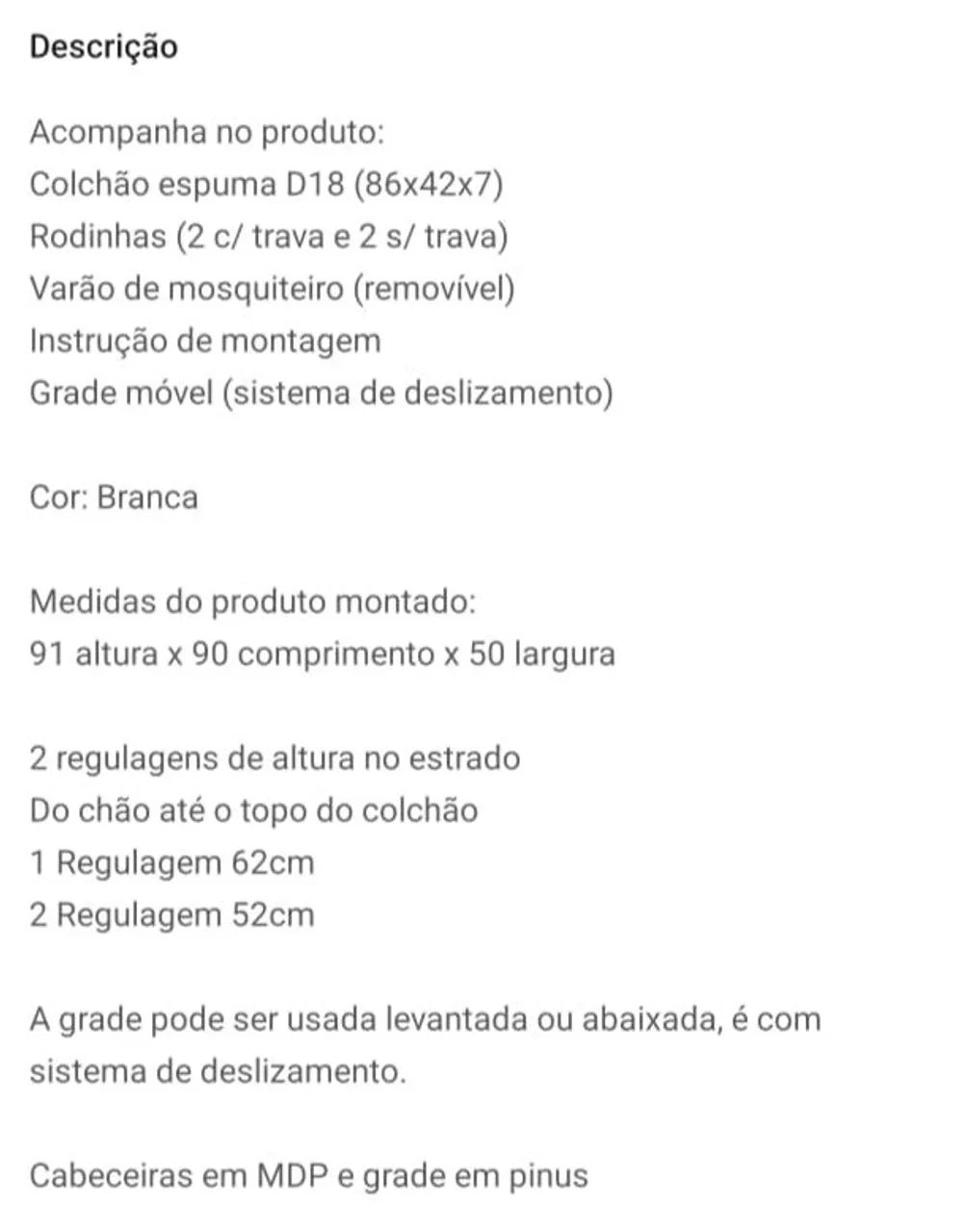 Mini berço grade móvel com colchão e regulagem de altura  - Foto 5