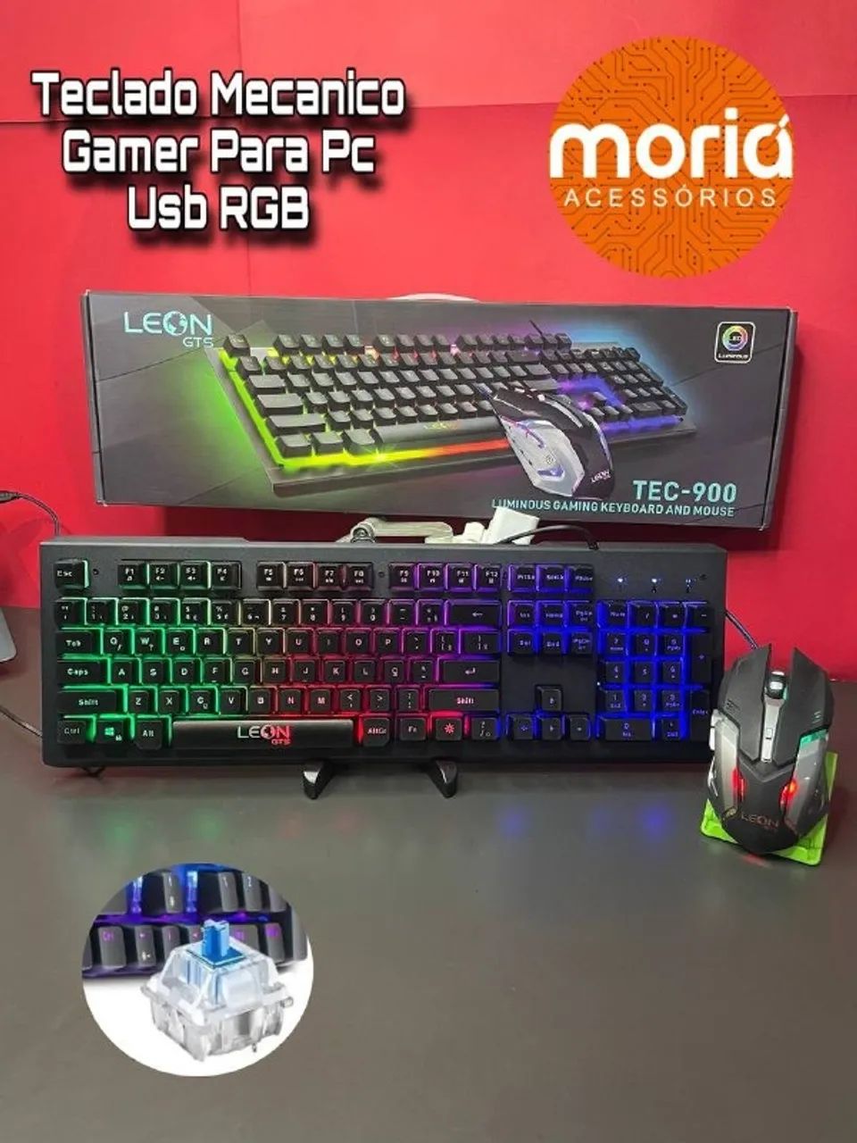 Teclado e Mouse Mecânico Gamer com Fio Usb Rgb TEC-900 - Foto 3