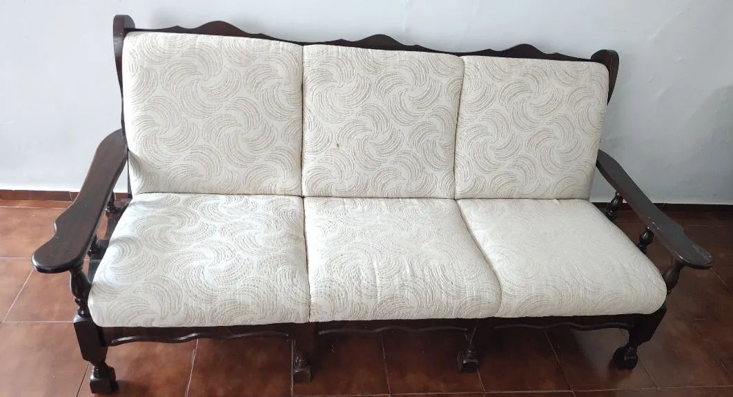 Sofá e 2 poltronas em madeira maciça de imbuia - Excelente estado