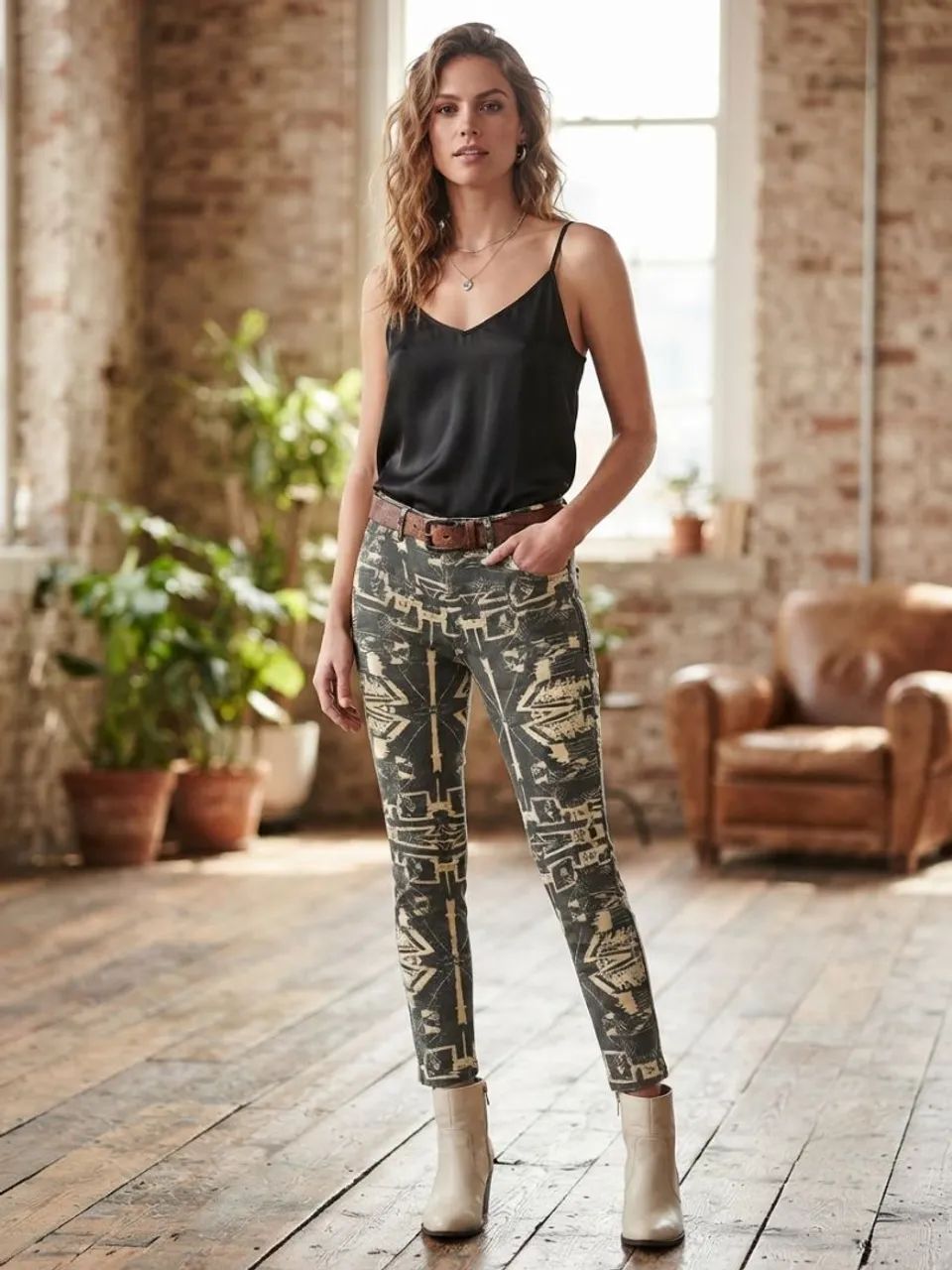 Calça Skinny Estampada Rock Country Tam 36 - Foto 3