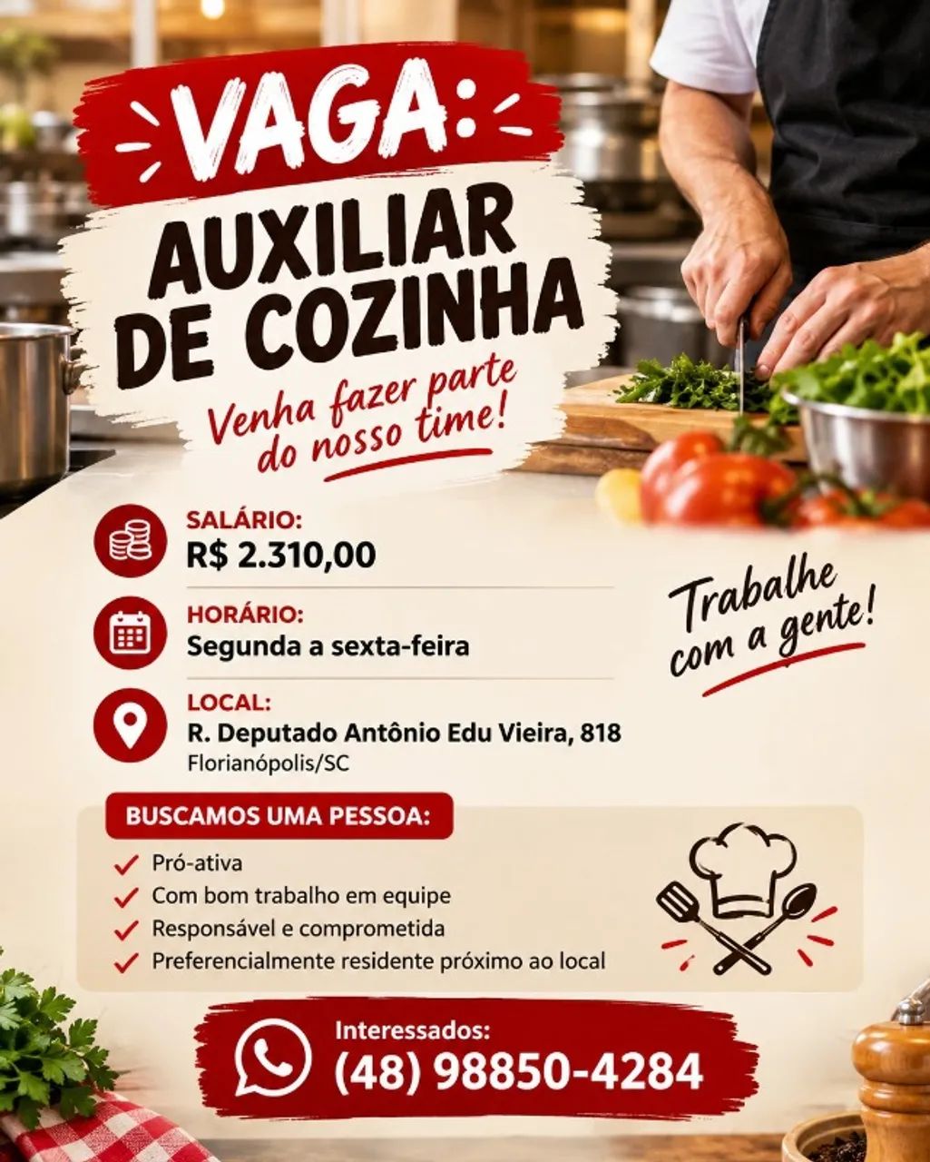 CONTRATASSE AUXILIAR DE COZINHA