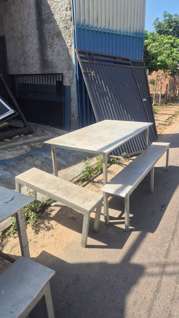 Mesa metalon com Aluminio com bancos - Foto 2