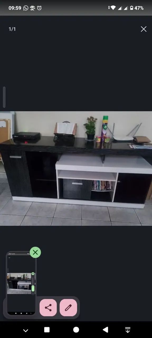 Rack preta, cinza e branco 