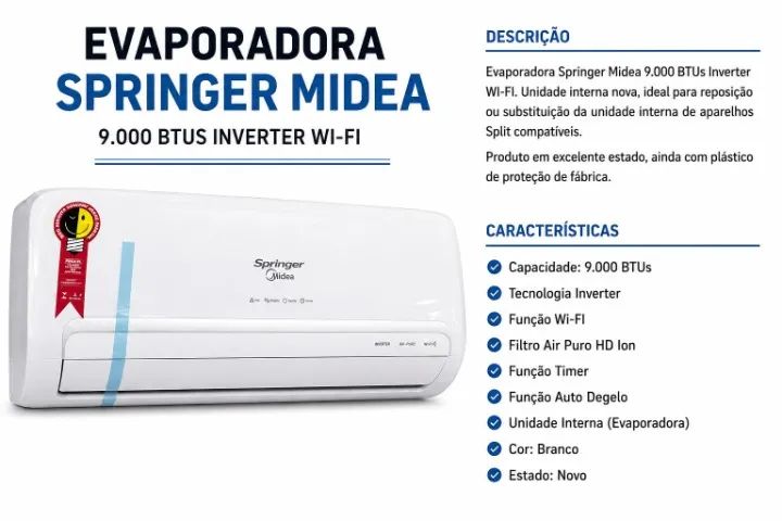 Evaporadora Springer Midea Split 9.000 BTUs
