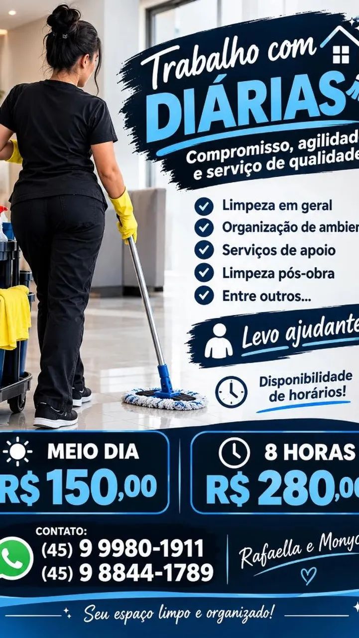 Diaristas, diária, limpeza pesada!