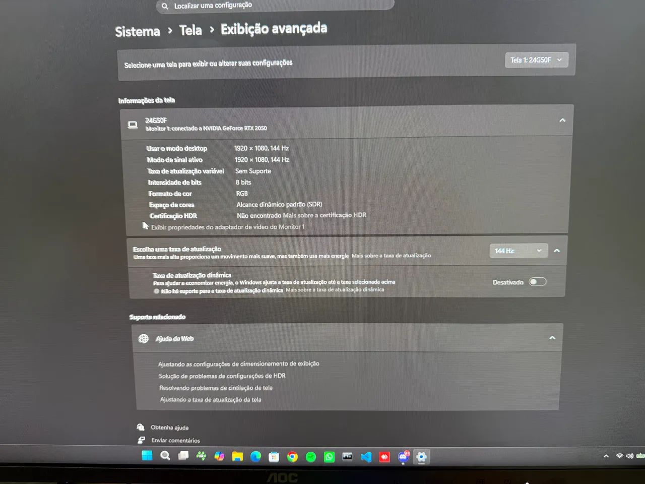 Monitor Gamer AOC 144hz 0.5ms - Foto 2