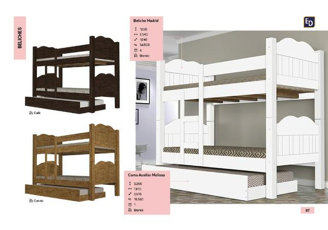 R$ 699 Beliche madri e cama auxiliar 100% MDF *