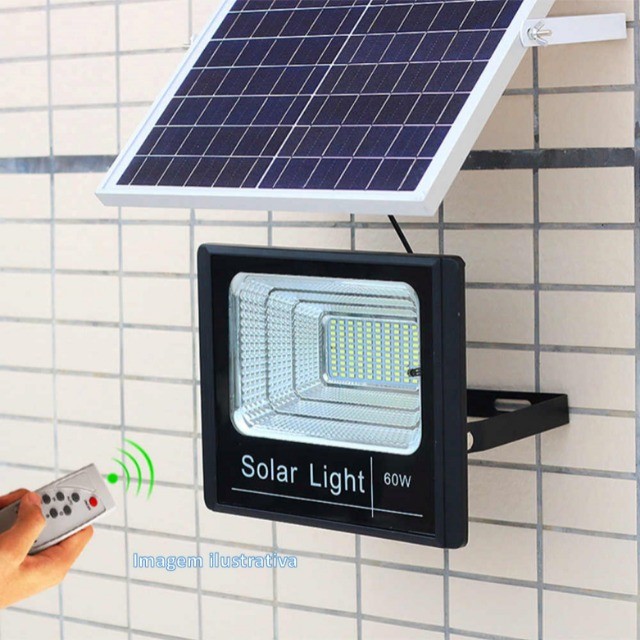 Refletor Solar 200w Luminária Energia Holofote Led Bateria sensor Iluminação - Foto 2