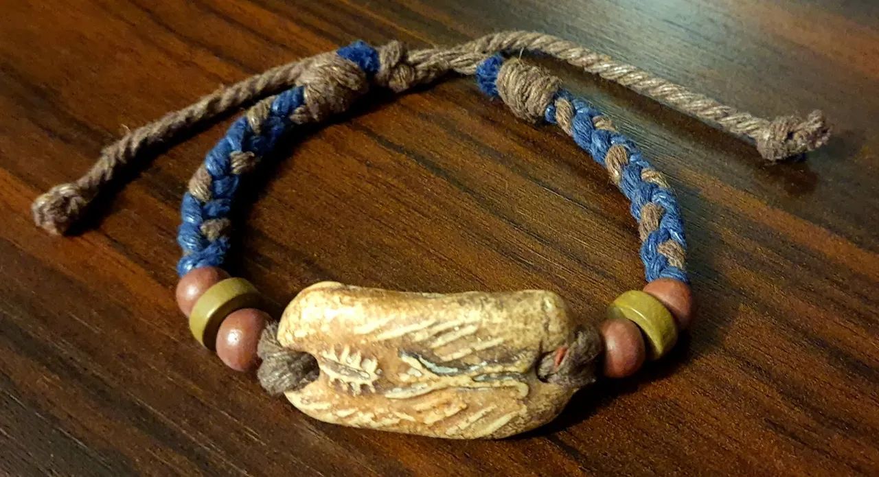 Pulseira Masculina em Cordão e Madeira - Foto 2