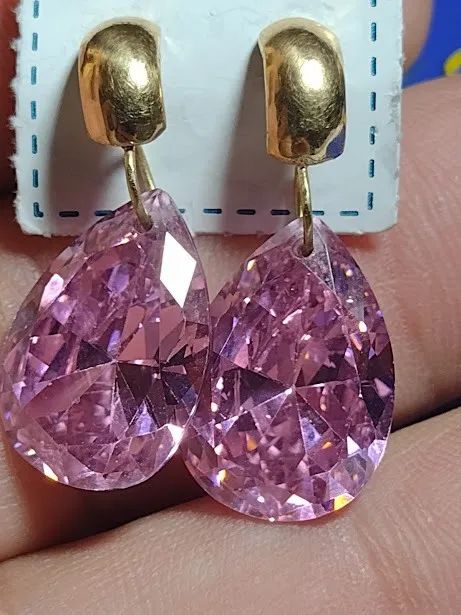 Brincos Ouro 18 Kilates Zircônias Brilhosa 18 mm Todo 30 mm Peso 9.40 Gramas