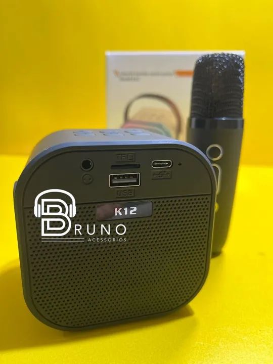 Caixa De Som C/ Microfone Sem Fio Bluetooth Karaokê<br> - Foto 2
