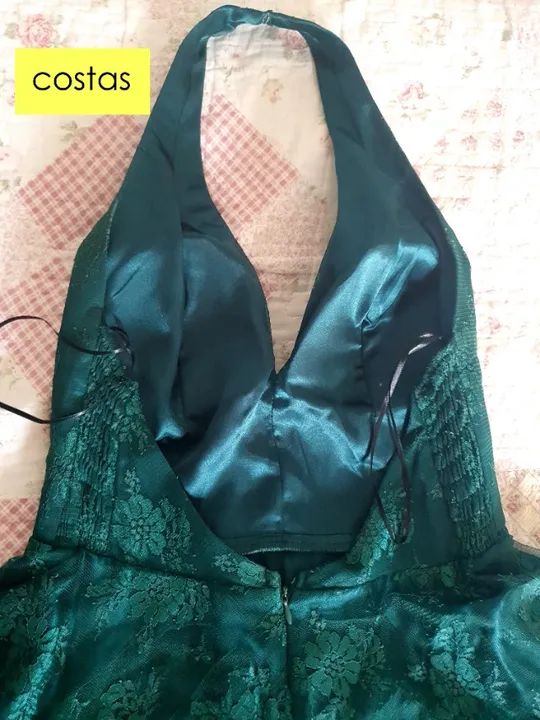 Vestido verde musgo para festas - Foto 3