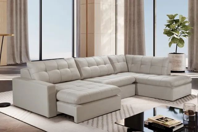Sofá Malbec 2,80cm Tecido Linen Look bege **novo embalado** - Foto 2