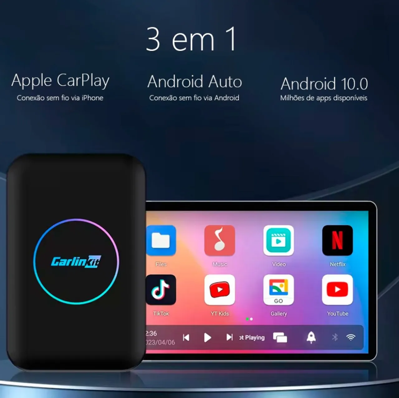 Carlinkit Tbox Lite 3 Em 1 Youtube Android Carplay Sem Fio