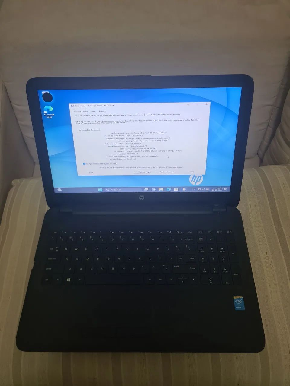 Notebook HP Core i3 - 8GB RAM - Tela 15" HD 300gb