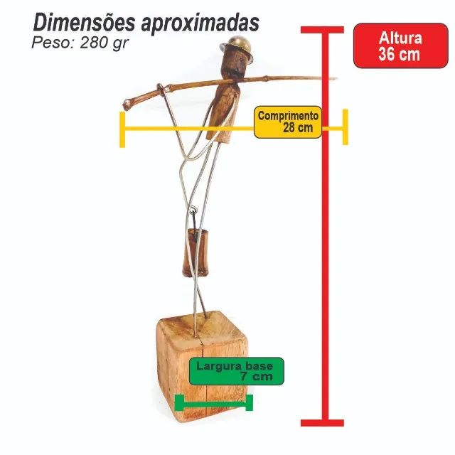 Escultura Rústica de Pescador - Arte Sustentável e Cheia de História - Foto 2