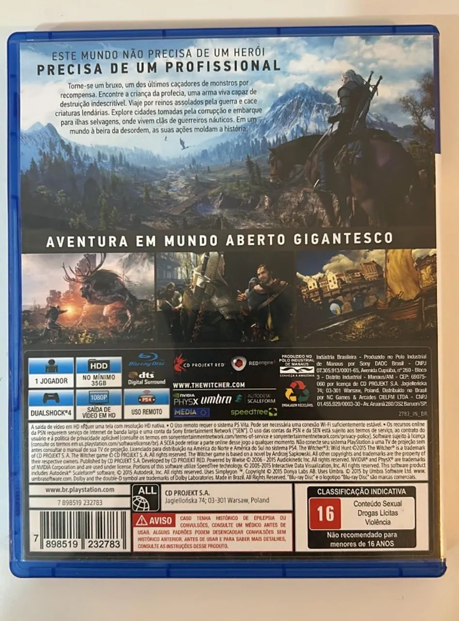 The Witcher 3: Wild Hunt - PS4 seminovo, estado excelente, disco limpo. - Foto 3