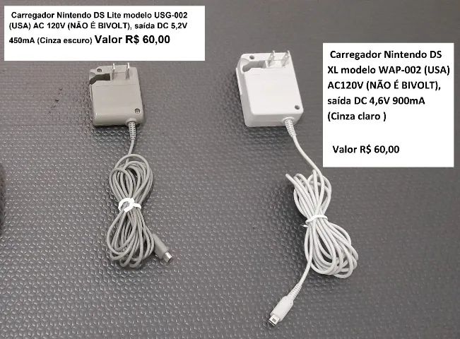 Carregador de Nintendo ds, Lite e XL originais