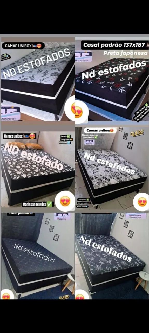 Cama Box Casal, Solteiro e Queen -  Estofada e Macia