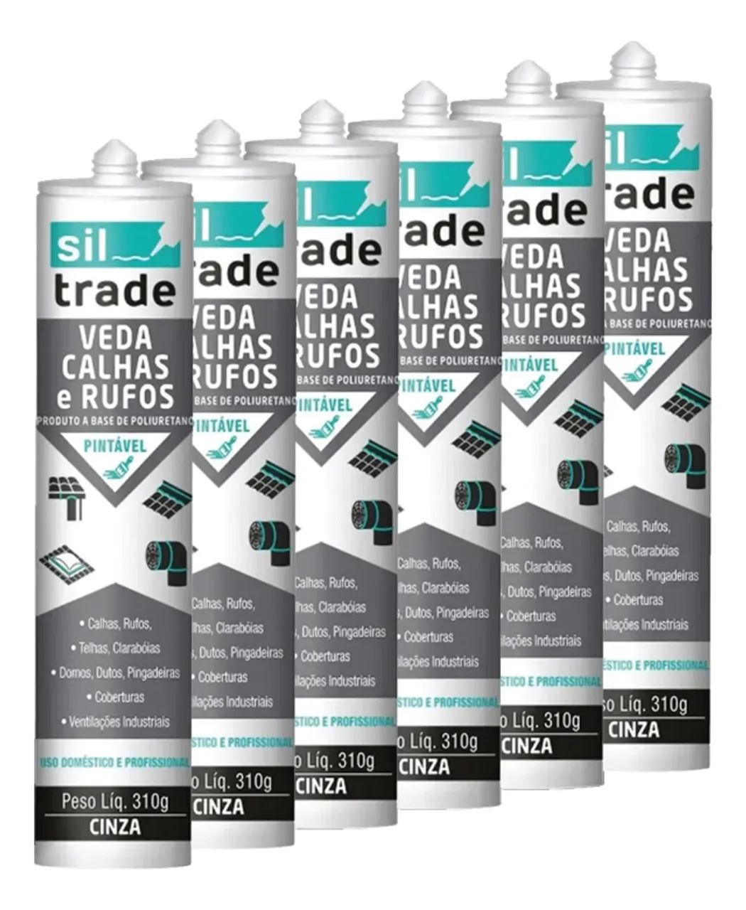 Veda Calha adesivo 310g cinza Siltrade - Foto 2