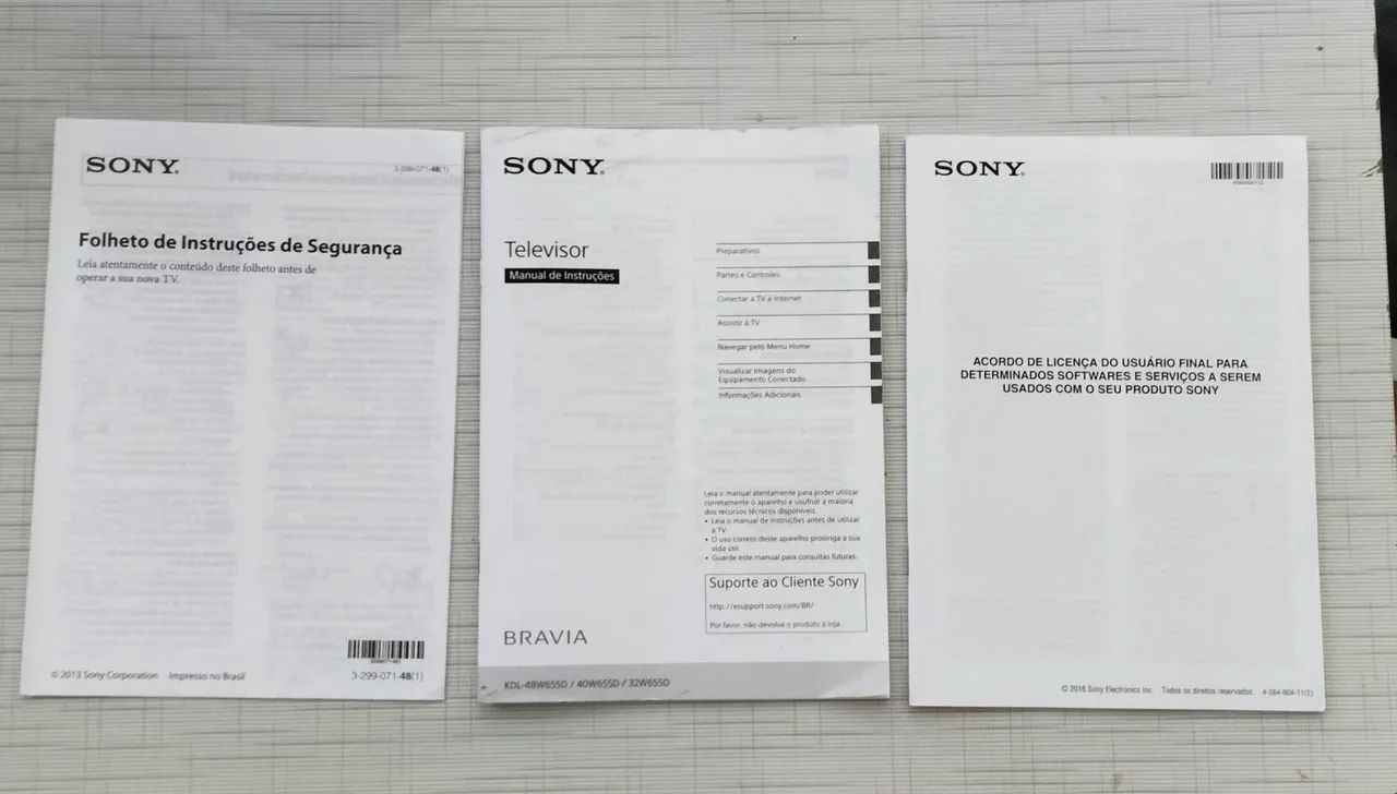Manuais de instruções Sony Bravia TV
