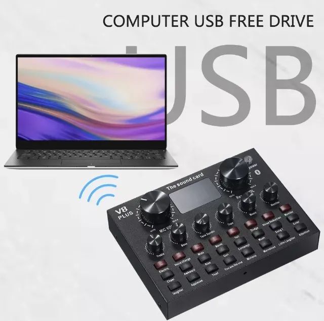 Placa (novo) De Som V8 Plus Com Usb E Bluetooth para Som - laptop - celular - computador - Foto 3