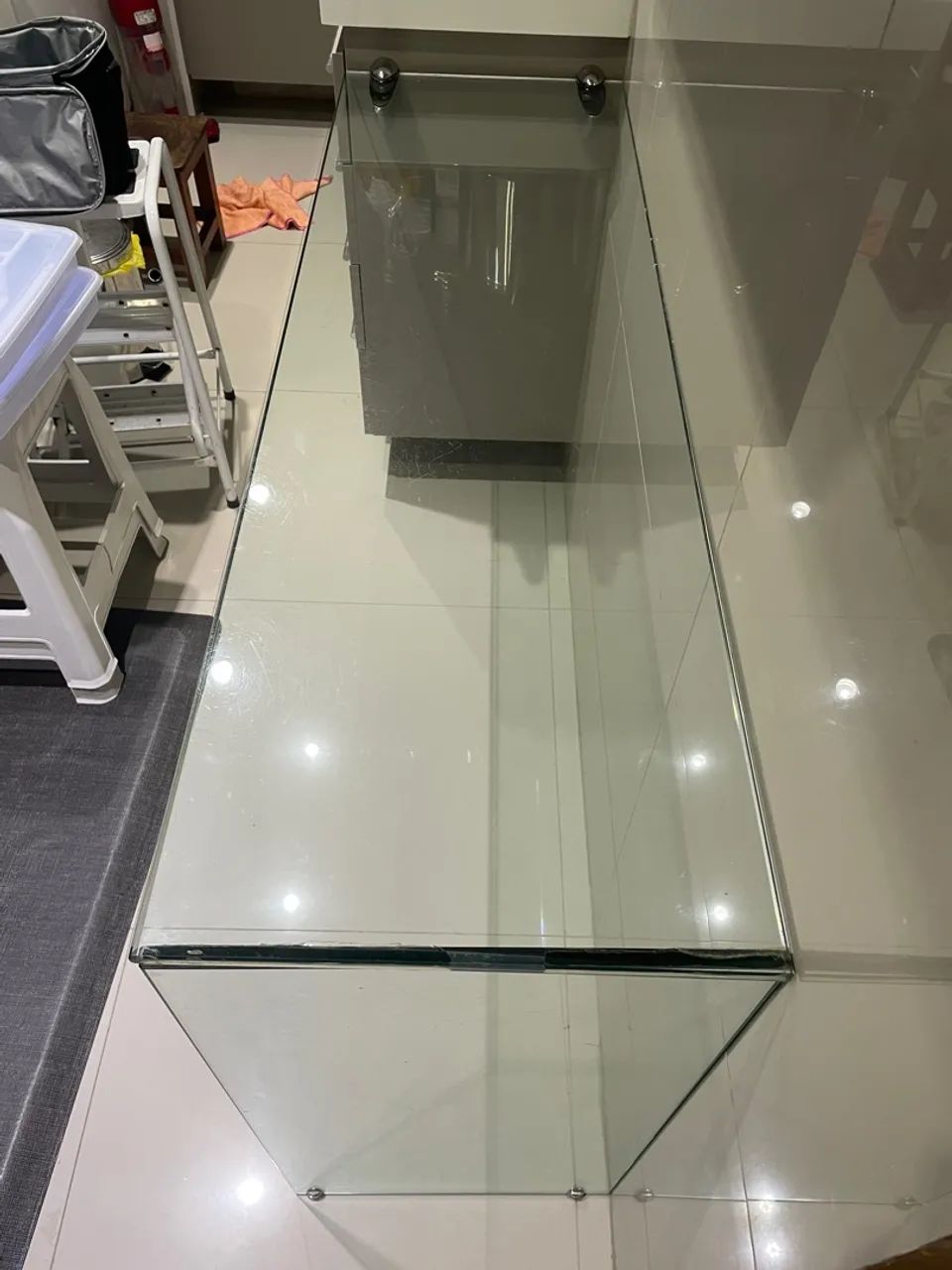 Mesa de vidro transparente em L - Foto 5