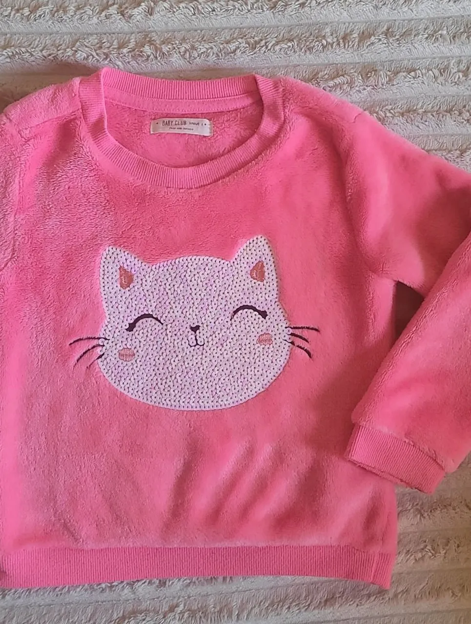 Blusa de Pelúcia Infantil com Gatinho - Tamanho 4