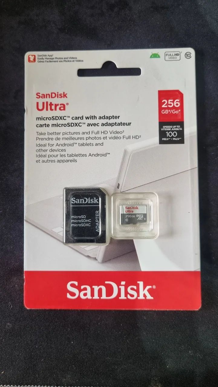 Cartão de memória SanDisk 256GB com adaptador - Foto 4