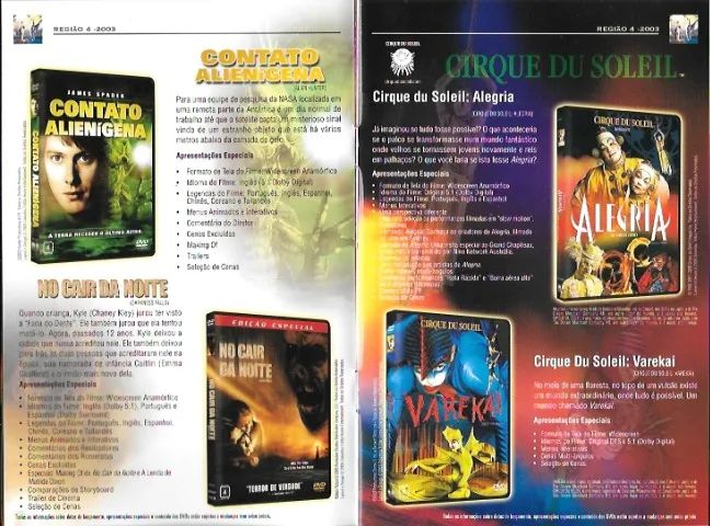 Livreto comercial de filmes da Columbia em DVD de 2003 (c