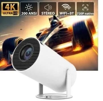 Projetor HY300 - 4600 lumens, Android 11.0 4K Led, 1280x720p, Wi-Fi BT 200 ANSI.