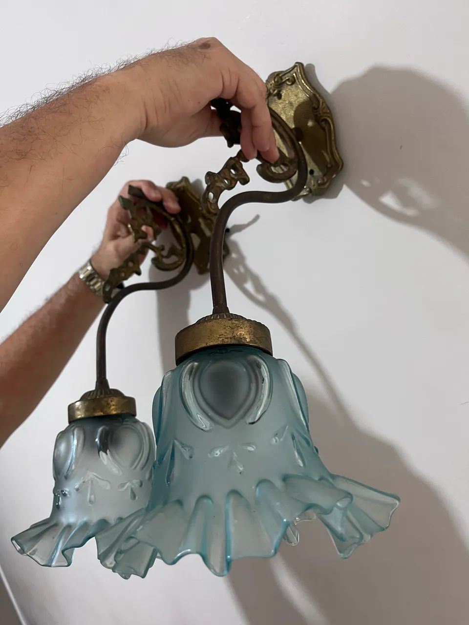 Par de arandelas antigas em bronze 
