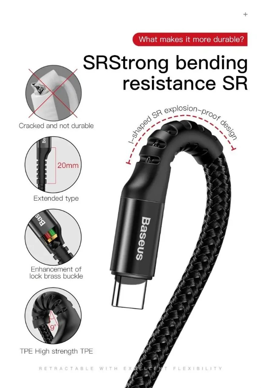 Baseus Cabo Carregamento Rápido USB Tipo C - Foto 4