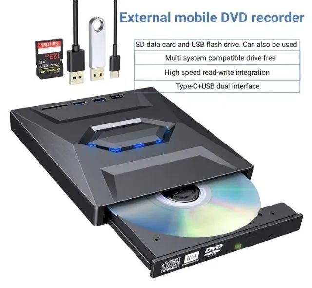 Gravador de CD e DVD externo unidade óptica Super Drive para PC e Notebook - Foto 2