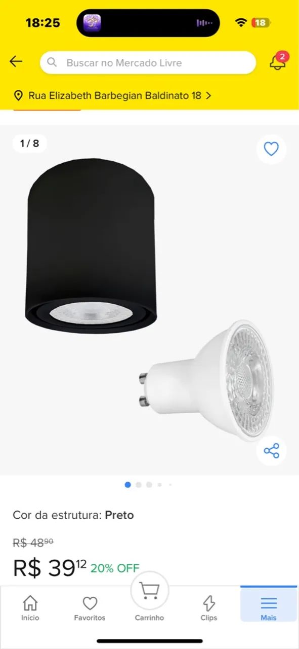 Spot de Sobrepor Cilindrico LED Preto