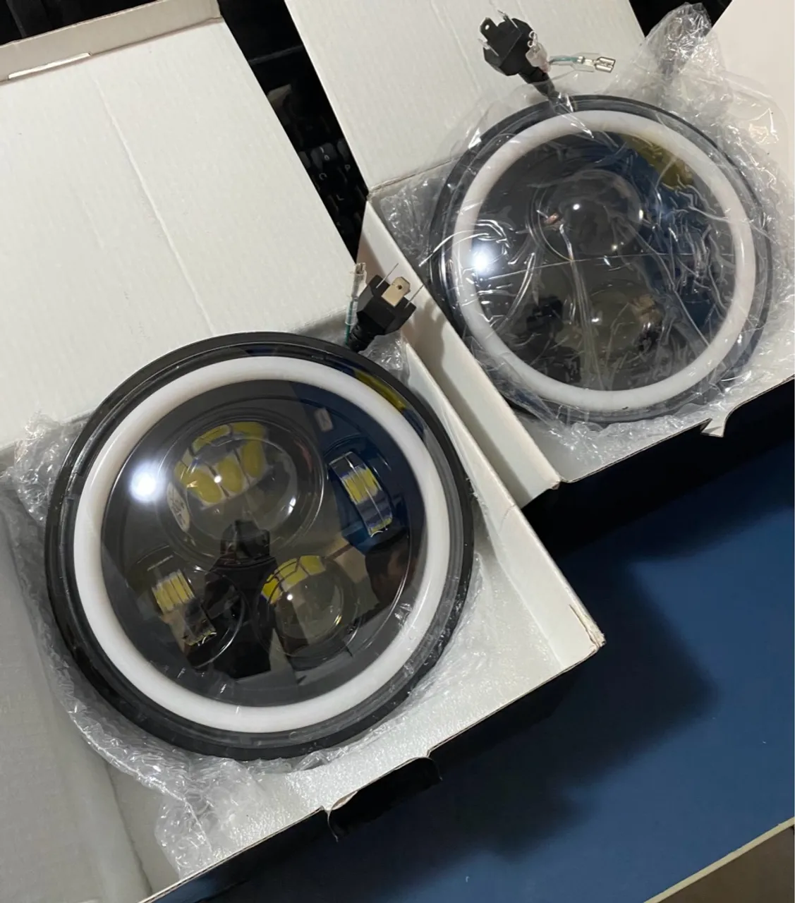 Par Farol Led Angel Eyes 7 Polegadas Novo na Caixa 