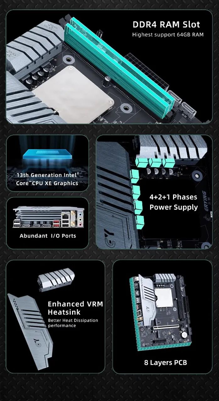 Placa mãe Erying B 760 + Intel core i7 13700H 14 núcleos 20 threads TOP - Foto 3