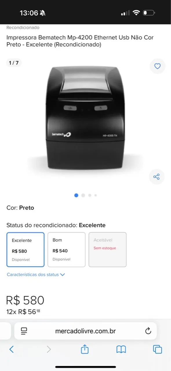 Impressora Bematech Mp-4200 Ethernet Usb