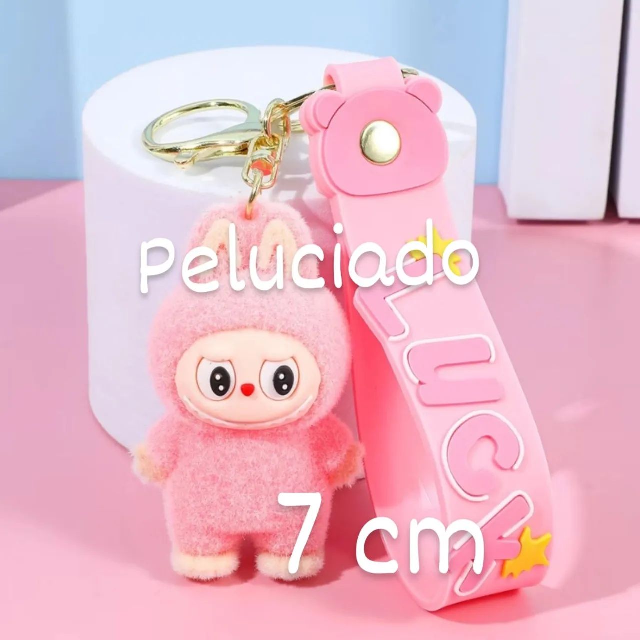CHAVEIRO LABUBU 7CM com textura peluciada 