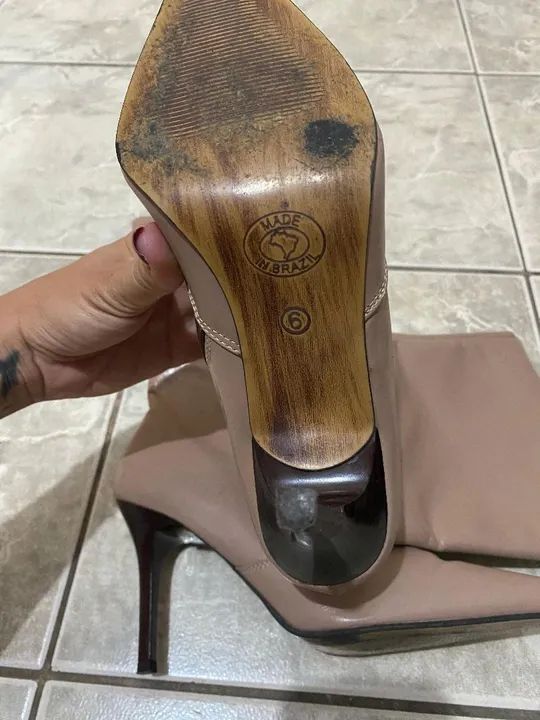 Bota de couro bege 36 - Foto 4
