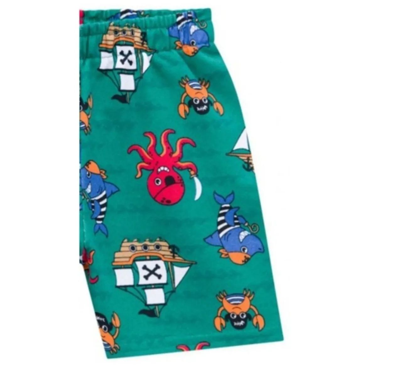 Shorts Infantil Estampado Pirata fundo do mar - TAM 1 - Foto 2