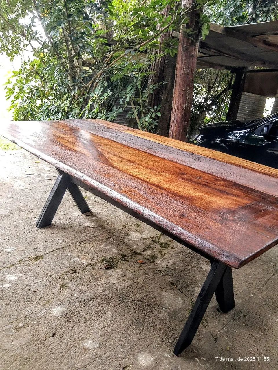 Mesa de Jantar em Madeira Maciça com Base em X - Foto 5