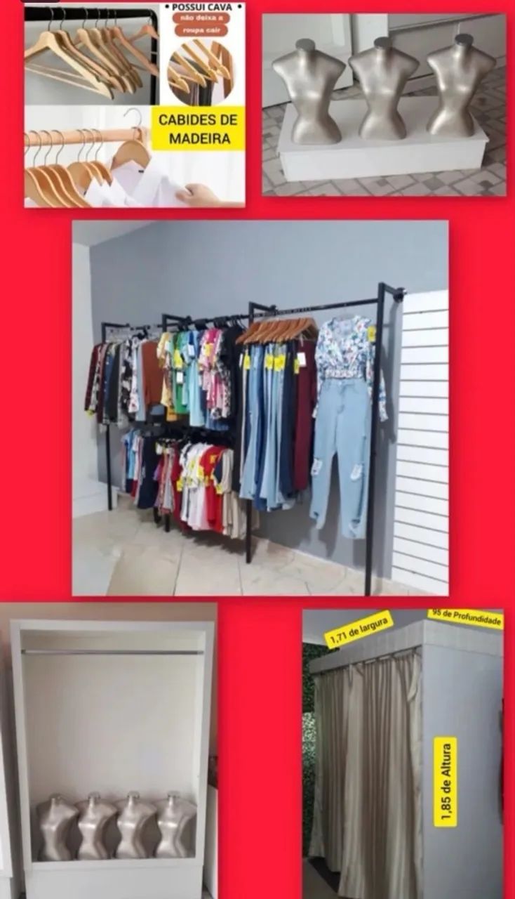 Cabides de madeira closet guarda roupa loja - Foto 3
