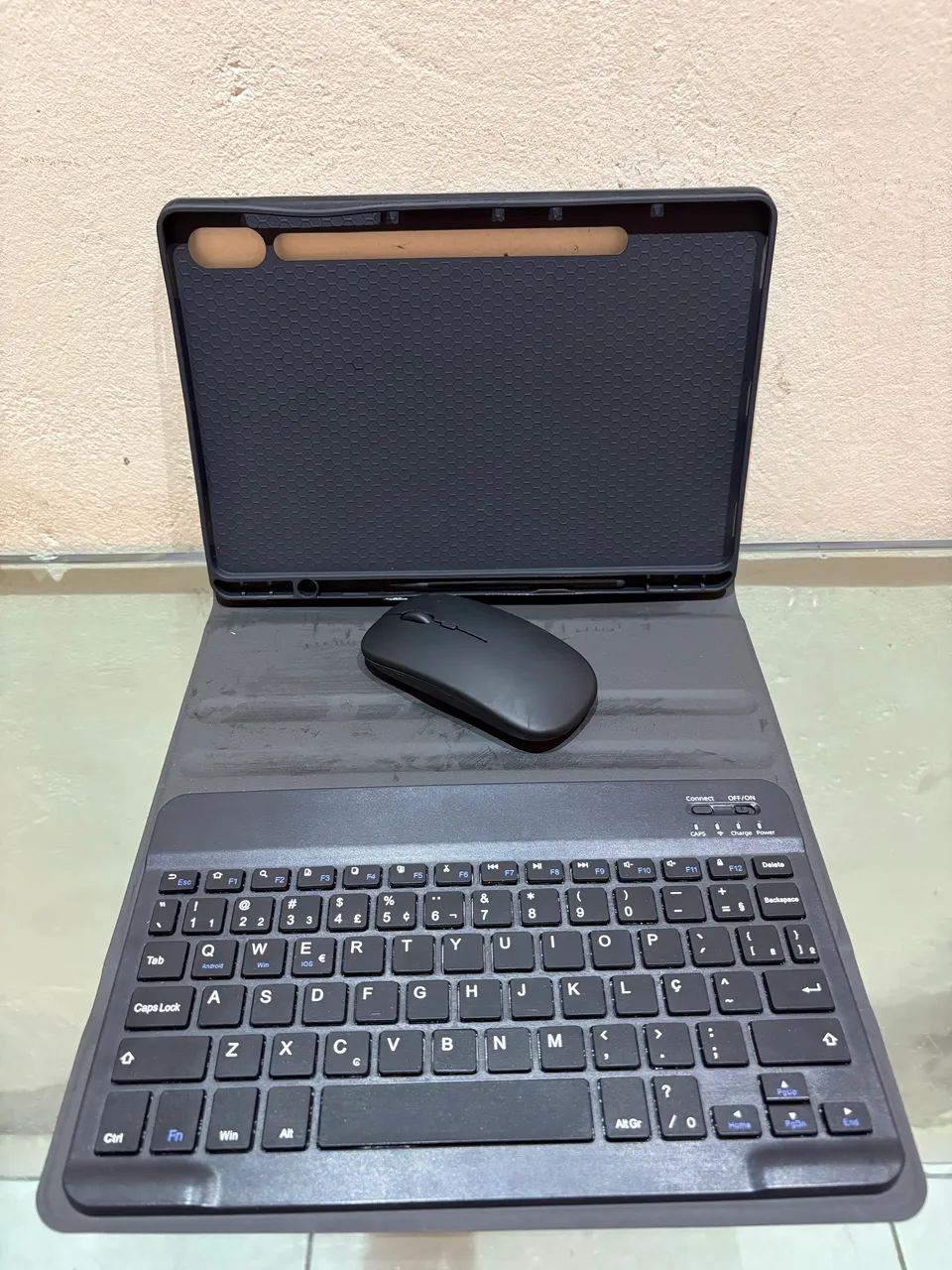 Capa Book + Teclado + Mouse Sem Fio Para Galaxy Tab S10 Fe - Foto 2