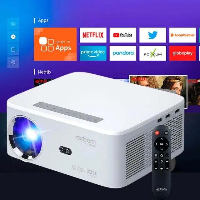 Projetor Android 5G 4K com Espelhamento Sem Fio [Branco]  - Foto 4