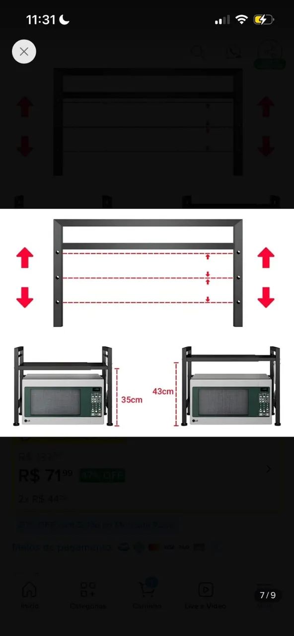Rack metálico multiuso ajustável para microondas - Foto 4