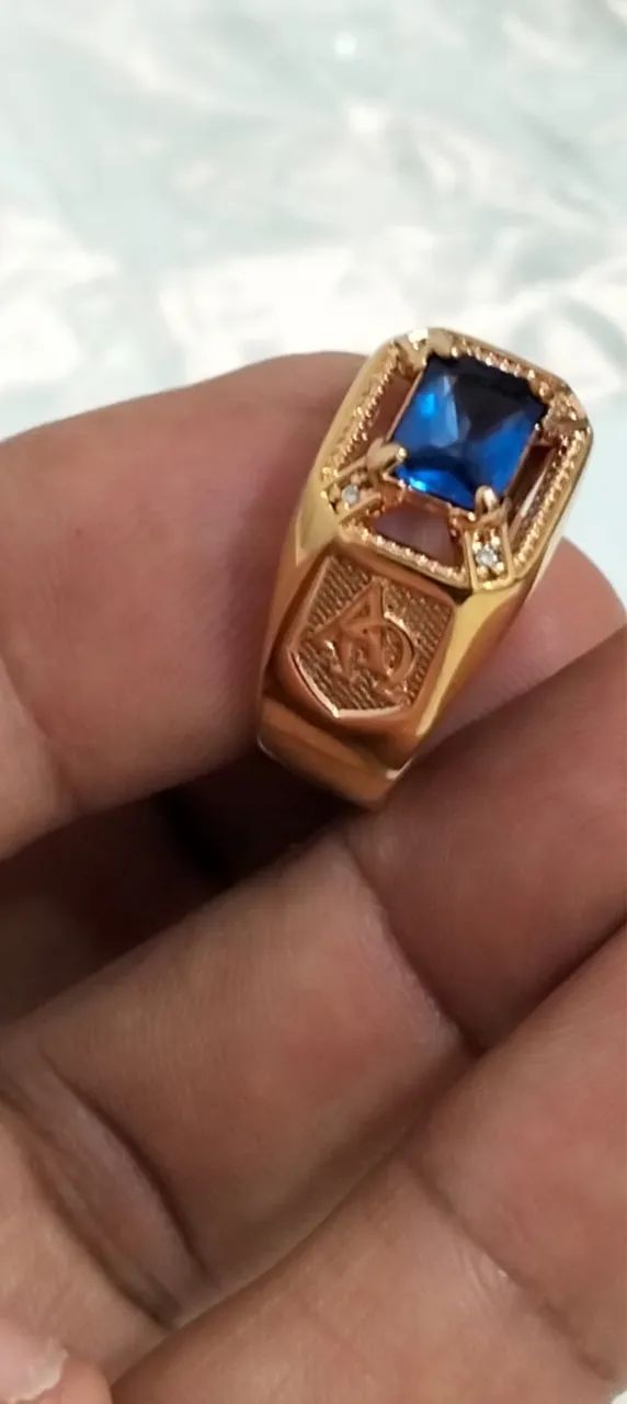 ANEL MASCULINO COM PEDRA AZUL - Foto 2
